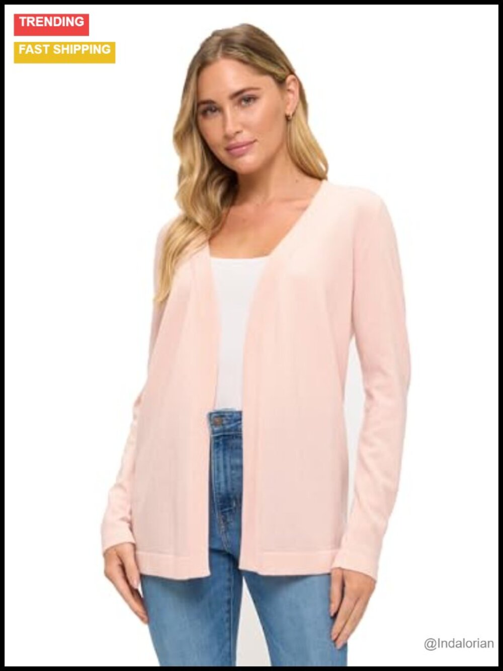 100% Cashmere Long Sleeve Front Drape Open Cardigan Sweater